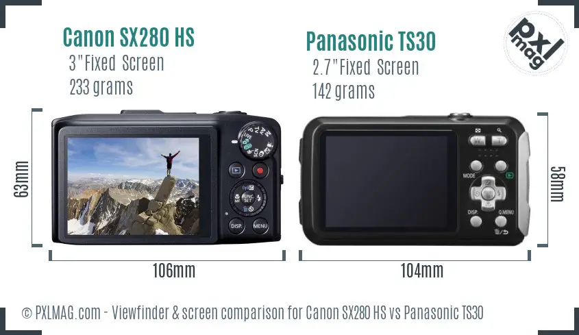 Canon SX280 HS vs Panasonic TS30 Screen and Viewfinder comparison Canon SX280 HS vs Panasonic TS30 Screen and Viewfinder comparison