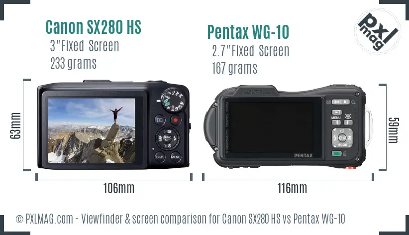 Canon SX280 HS vs Pentax WG-10 Screen and Viewfinder comparison Canon SX280 HS vs Pentax WG-10 Screen and Viewfinder comparison