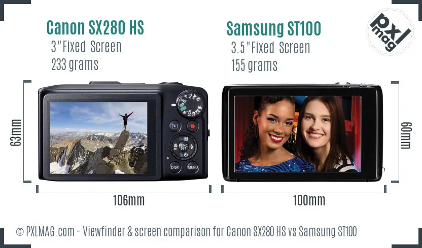 Canon SX280 HS vs Samsung ST100 Screen and Viewfinder comparison Canon SX280 HS vs Samsung ST100 Screen and Viewfinder comparison