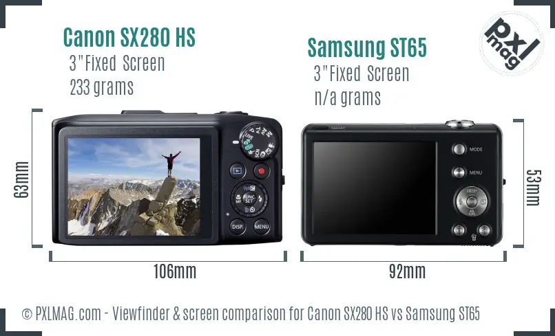 Canon SX280 HS vs Samsung ST65 Screen and Viewfinder comparison Canon SX280 HS vs Samsung ST65 Screen and Viewfinder comparison