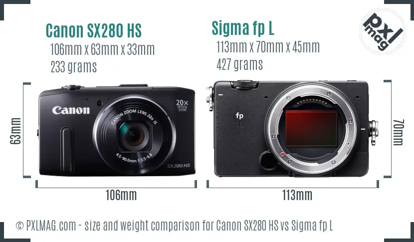 Canon SX280 HS vs Sigma fp L size comparison Canon SX280 HS vs Sigma fp L size comparison