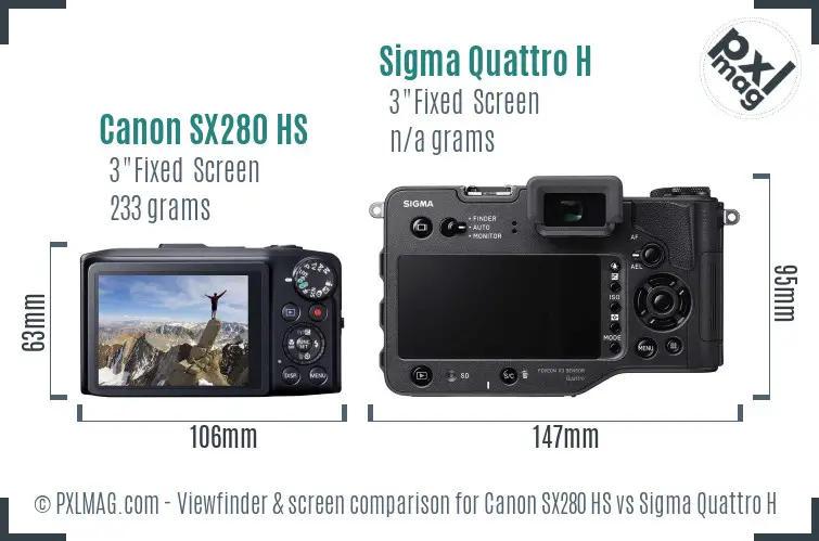 Canon SX280 HS vs Sigma Quattro H Screen and Viewfinder comparison Canon SX280 HS vs Sigma Quattro H Screen and Viewfinder comparison