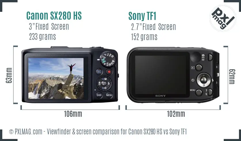 Canon SX280 HS vs Sony TF1 Screen and Viewfinder comparison Canon SX280 HS vs Sony TF1 Screen and Viewfinder comparison