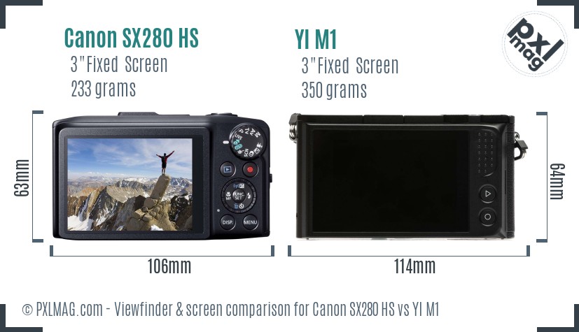 Canon SX280 HS vs YI M1 Screen and Viewfinder comparison