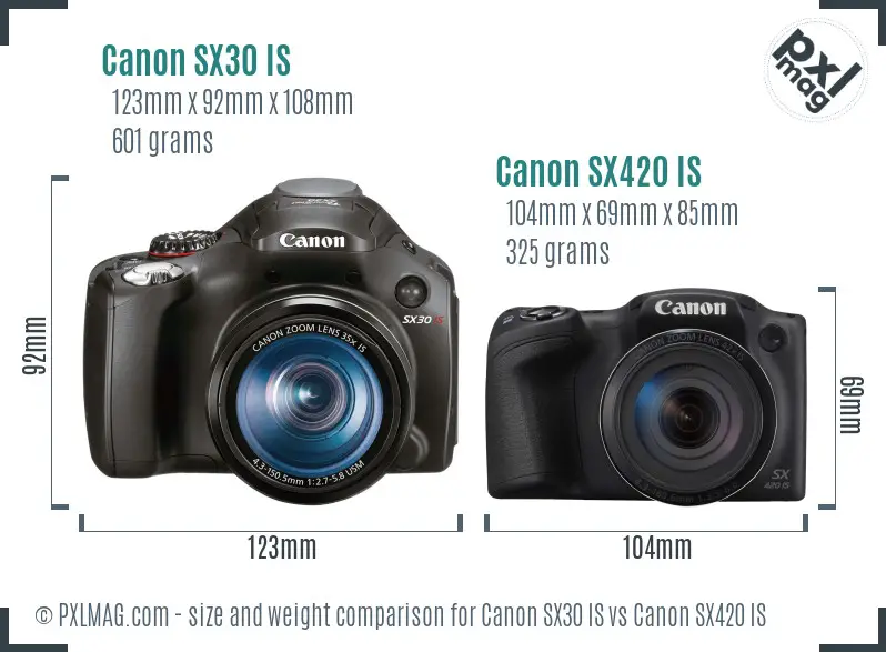 Canon SX30 IS vs Canon SX420 IS size comparison