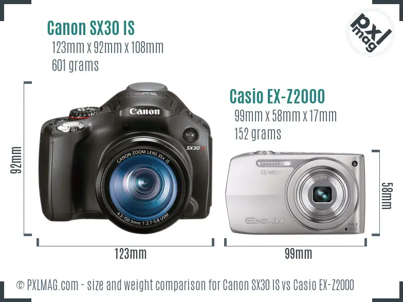 Canon SX30 IS vs Casio EX-Z2000 size comparison