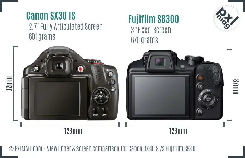 Canon SX30 IS vs Fujifilm S8300 Screen and Viewfinder comparison Canon SX30 IS vs Fujifilm S8300 Screen and Viewfinder comparison