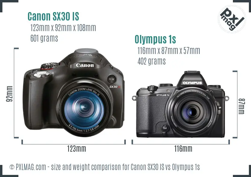 Canon SX30 IS vs Olympus 1s size comparison