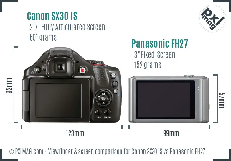 Canon SX30 IS vs Panasonic FH27 Screen and Viewfinder comparison Canon SX30 IS vs Panasonic FH27 Screen and Viewfinder comparison