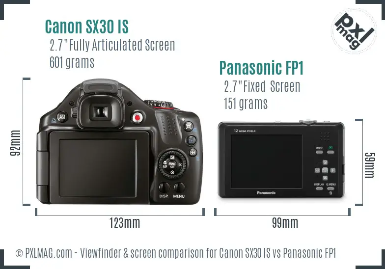 Canon SX30 IS vs Panasonic FP1 Screen and Viewfinder comparison