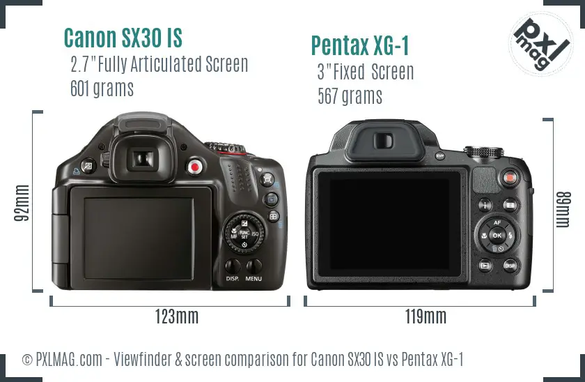 Canon SX30 IS vs Pentax XG-1 Screen and Viewfinder comparison Canon SX30 IS vs Pentax XG-1 Screen and Viewfinder comparison