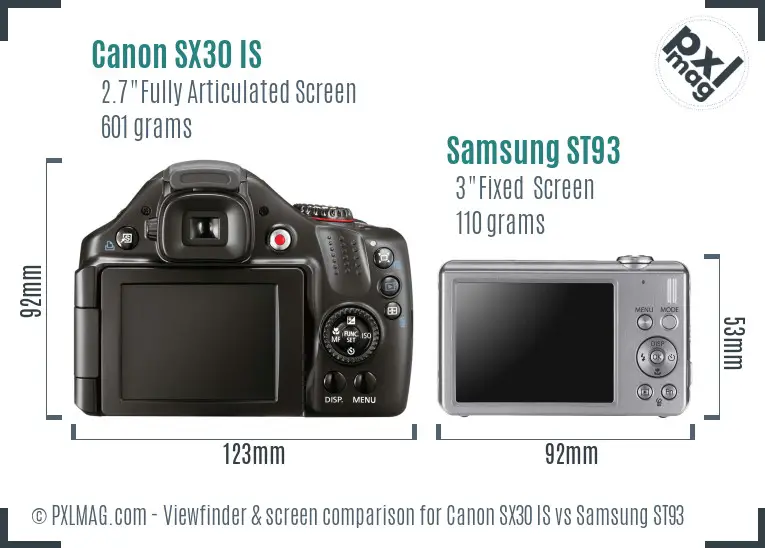 Canon SX30 IS vs Samsung ST93 Screen and Viewfinder comparison Canon SX30 IS vs Samsung ST93 Screen and Viewfinder comparison