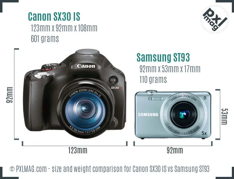 Canon SX30 IS vs Samsung ST93 size comparison Canon SX30 IS vs Samsung ST93 size comparison