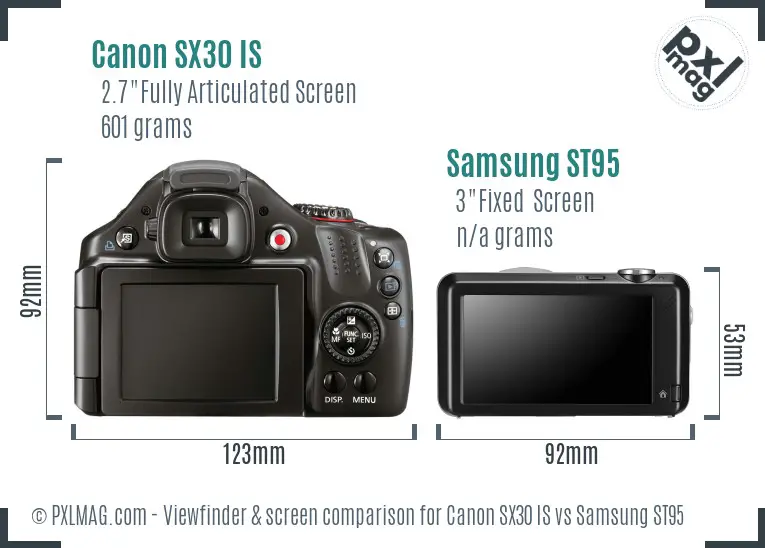 Canon SX30 IS vs Samsung ST95 Screen and Viewfinder comparison Canon SX30 IS vs Samsung ST95 Screen and Viewfinder comparison