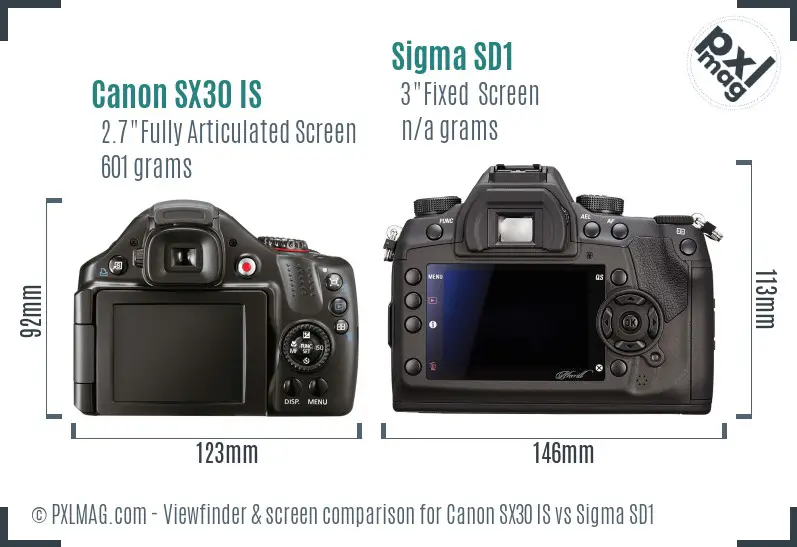 Canon SX30 IS vs Sigma SD1 Screen and Viewfinder comparison Canon SX30 IS vs Sigma SD1 Screen and Viewfinder comparison