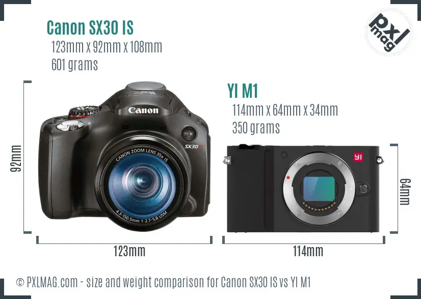 Canon SX30 IS vs YI M1 size comparison