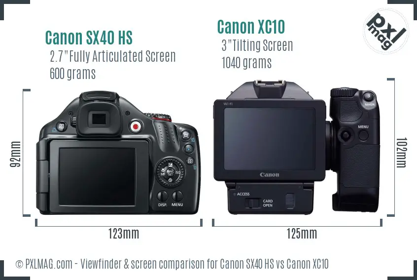Canon SX40 HS vs Canon XC10 Screen and Viewfinder comparison Canon SX40 HS vs Canon XC10 Screen and Viewfinder comparison