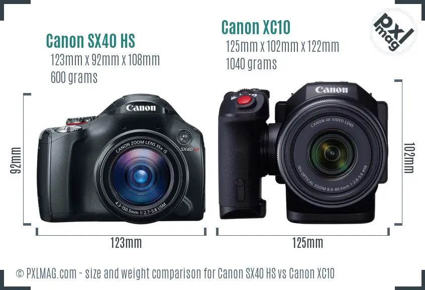 Canon SX40 HS vs Canon XC10 size comparison Canon SX40 HS vs Canon XC10 size comparison