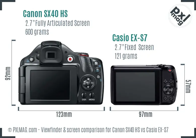 Canon SX40 HS vs Casio EX-S7 Screen and Viewfinder comparison Canon SX40 HS vs Casio EX-S7 Screen and Viewfinder comparison