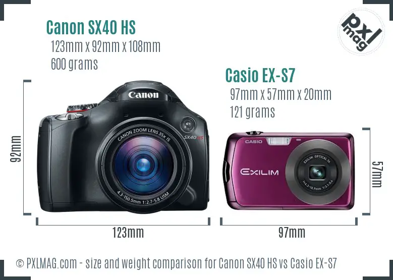 Canon SX40 HS vs Casio EX-S7 size comparison Canon SX40 HS vs Casio EX-S7 size comparison