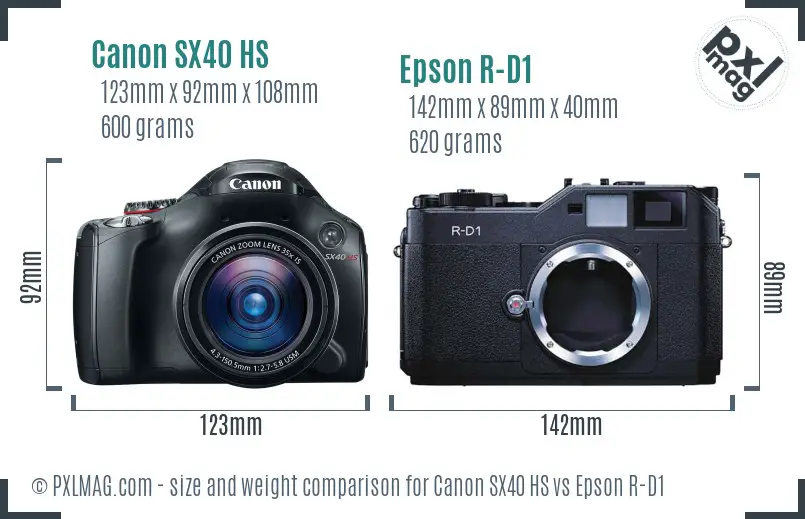 Canon SX40 HS vs Epson R-D1 size comparison Canon SX40 HS vs Epson R-D1 size comparison