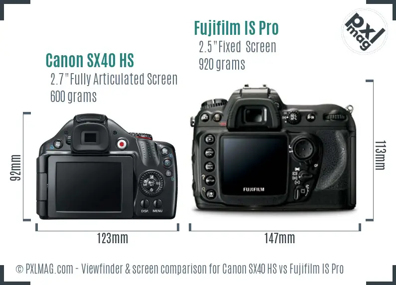 Canon SX40 HS vs Fujifilm IS Pro Screen and Viewfinder comparison Canon SX40 HS vs Fujifilm IS Pro Screen and Viewfinder comparison