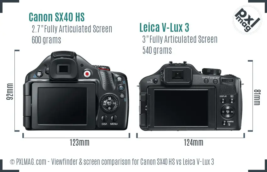 Canon SX40 HS vs Leica V-Lux 3 Screen and Viewfinder comparison