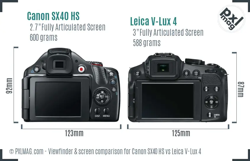 Canon SX40 HS vs Leica V-Lux 4 Screen and Viewfinder comparison