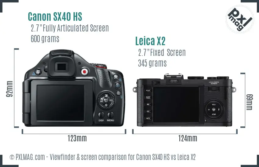 Canon SX40 HS vs Leica X2 Screen and Viewfinder comparison