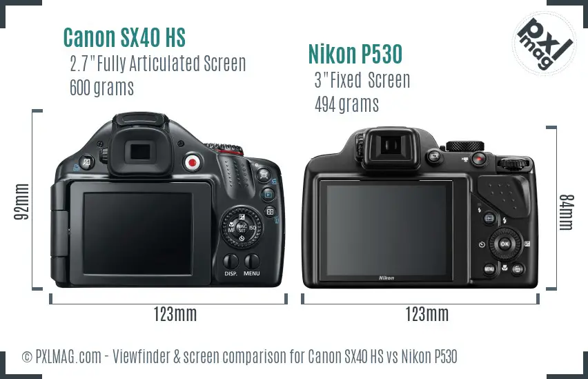 Canon SX40 HS vs Nikon P530 Screen and Viewfinder comparison Canon SX40 HS vs Nikon P530 Screen and Viewfinder comparison