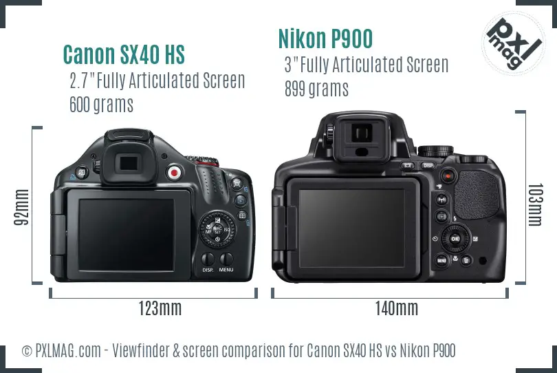 Canon SX40 HS vs Nikon P900 Screen and Viewfinder comparison