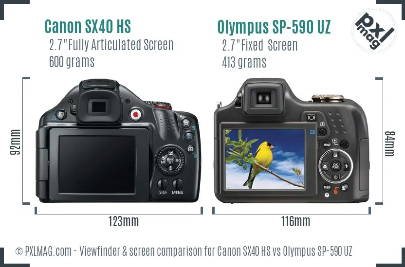 Canon SX40 HS vs Olympus SP-590 UZ Screen and Viewfinder comparison Canon SX40 HS vs Olympus SP-590 UZ Screen and Viewfinder comparison
