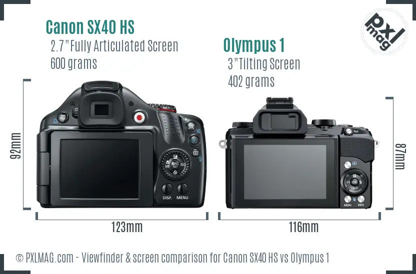 Canon SX40 HS vs Olympus 1 Screen and Viewfinder comparison Canon SX40 HS vs Olympus 1 Screen and Viewfinder comparison