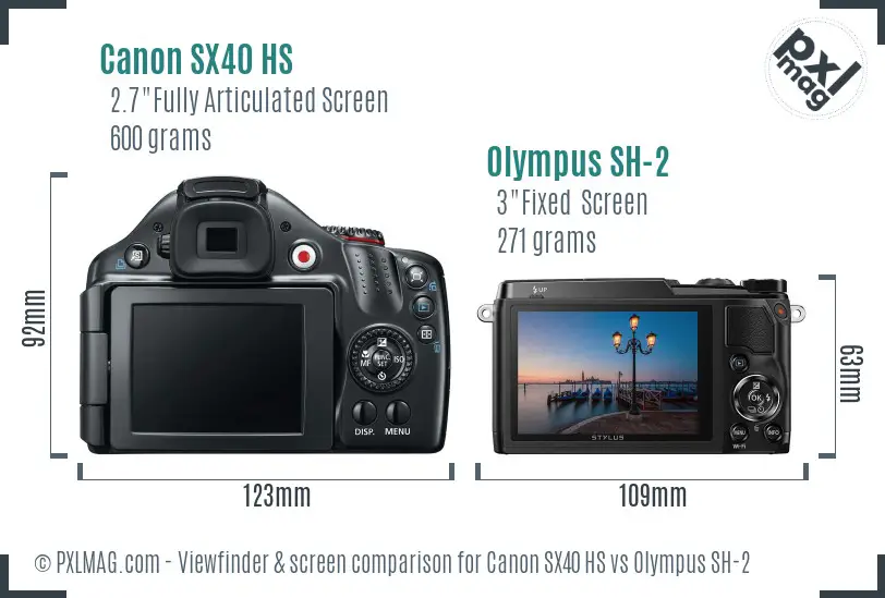 Canon SX40 HS vs Olympus SH-2 Screen and Viewfinder comparison Canon SX40 HS vs Olympus SH-2 Screen and Viewfinder comparison