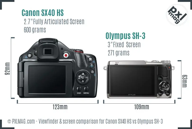 Canon SX40 HS vs Olympus SH-3 Screen and Viewfinder comparison Canon SX40 HS vs Olympus SH-3 Screen and Viewfinder comparison