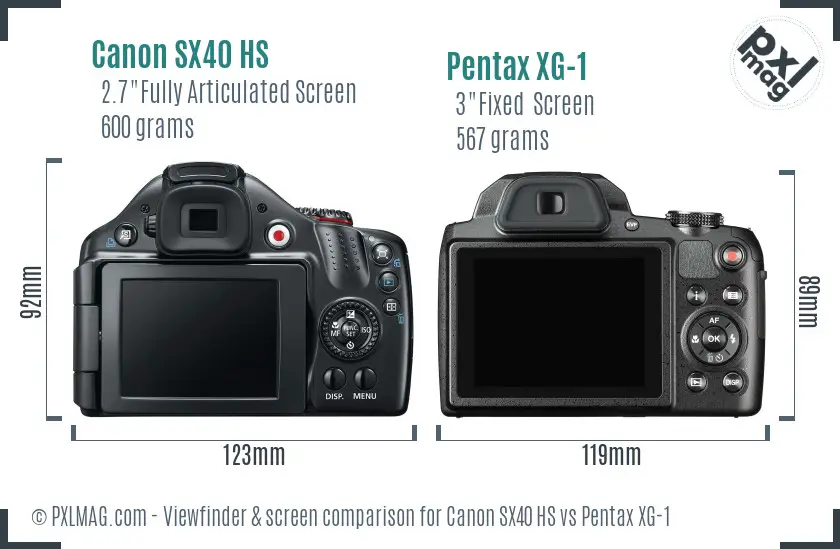 Canon SX40 HS vs Pentax XG-1 Screen and Viewfinder comparison Canon SX40 HS vs Pentax XG-1 Screen and Viewfinder comparison