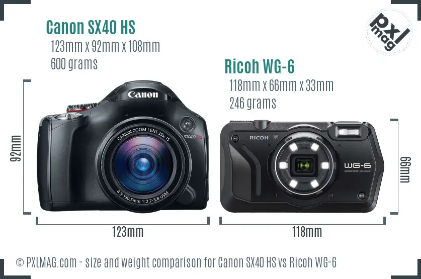 Canon SX40 HS vs Ricoh WG-6 size comparison Canon SX40 HS vs Ricoh WG-6 size comparison