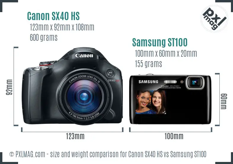 Canon SX40 HS vs Samsung ST100 size comparison