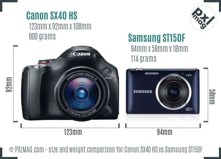 Canon SX40 HS vs Samsung ST150F size comparison Canon SX40 HS vs Samsung ST150F size comparison