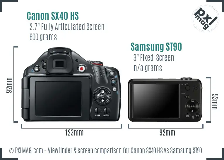 Canon SX40 HS vs Samsung ST90 Screen and Viewfinder comparison Canon SX40 HS vs Samsung ST90 Screen and Viewfinder comparison