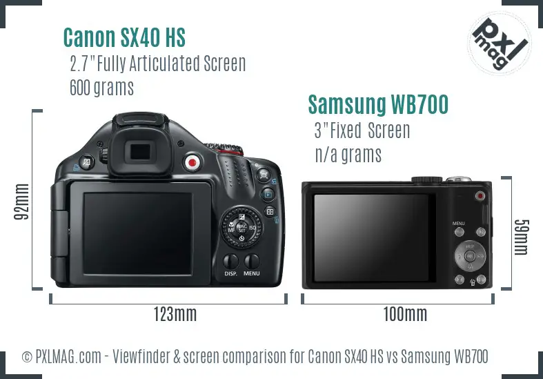 Canon SX40 HS vs Samsung WB700 Screen and Viewfinder comparison Canon SX40 HS vs Samsung WB700 Screen and Viewfinder comparison