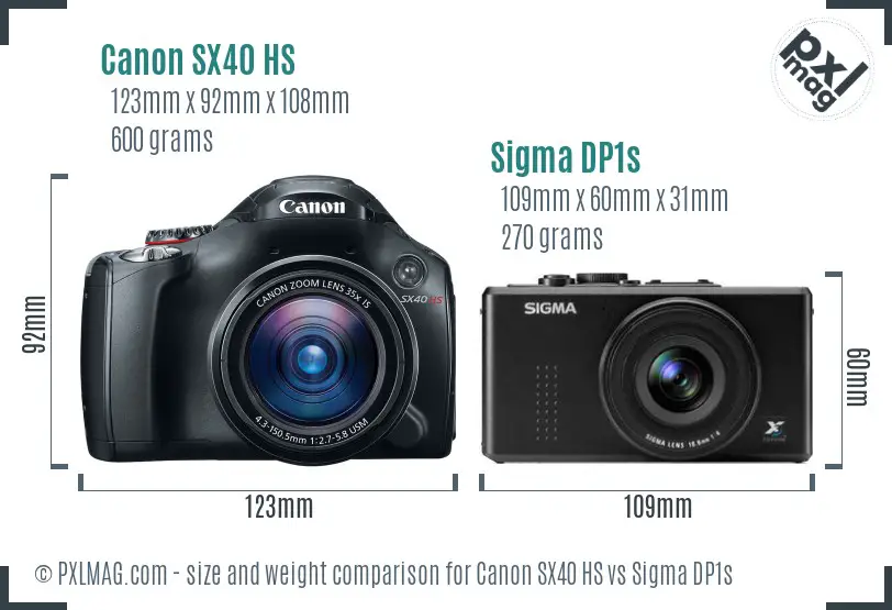 Canon SX40 HS vs Sigma DP1s size comparison Canon SX40 HS vs Sigma DP1s size comparison