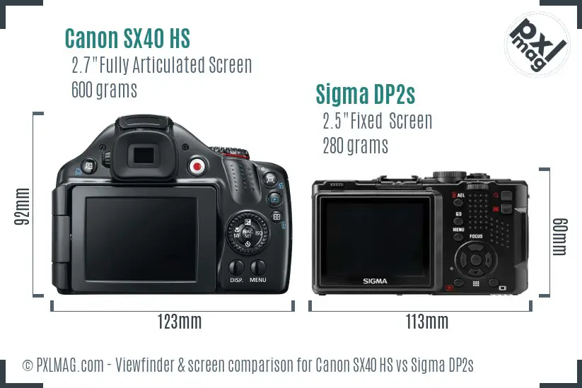 Canon SX40 HS vs Sigma DP2s Screen and Viewfinder comparison Canon SX40 HS vs Sigma DP2s Screen and Viewfinder comparison
