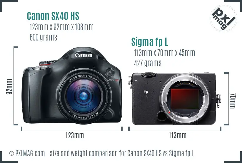 Canon SX40 HS vs Sigma fp L size comparison