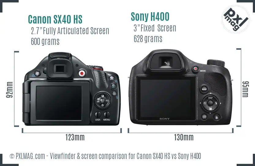 Canon SX40 HS vs Sony H400 Screen and Viewfinder comparison