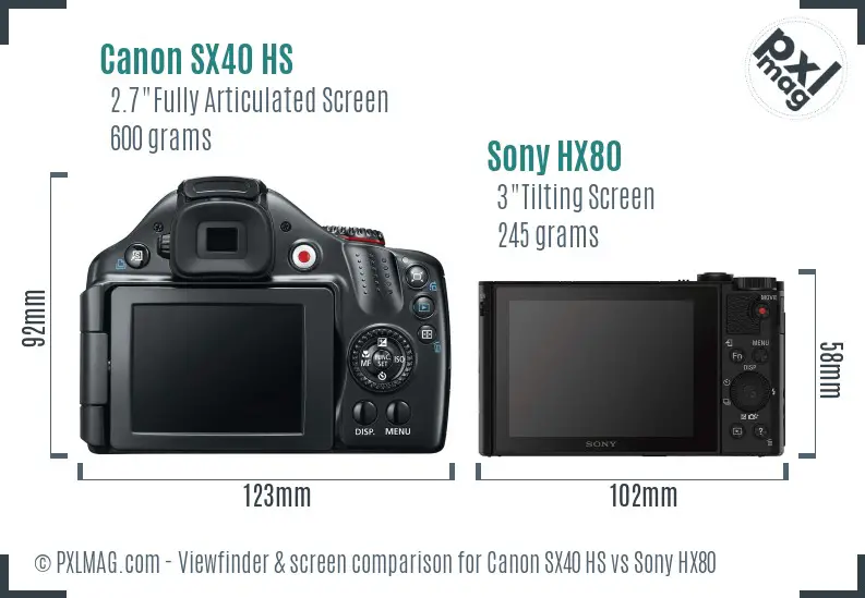 Canon SX40 HS vs Sony HX80 Screen and Viewfinder comparison Canon SX40 HS vs Sony HX80 Screen and Viewfinder comparison