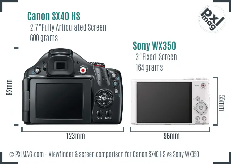 Canon SX40 HS vs Sony WX350 Screen and Viewfinder comparison Canon SX40 HS vs Sony WX350 Screen and Viewfinder comparison