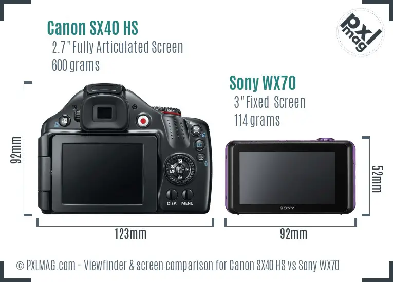 Canon SX40 HS vs Sony WX70 Screen and Viewfinder comparison Canon SX40 HS vs Sony WX70 Screen and Viewfinder comparison