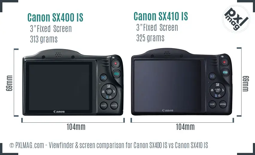 Canon SX400 IS vs Canon SX410 IS Screen and Viewfinder comparison
