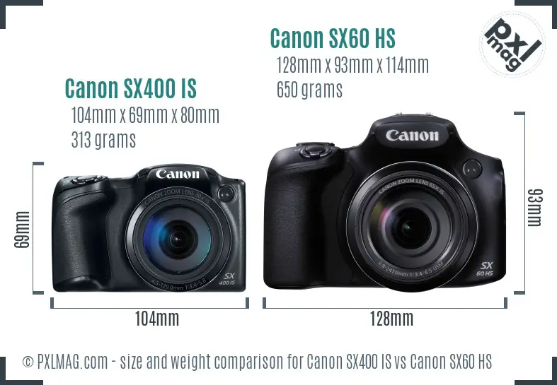Canon SX400 IS vs Canon SX60 HS size comparison